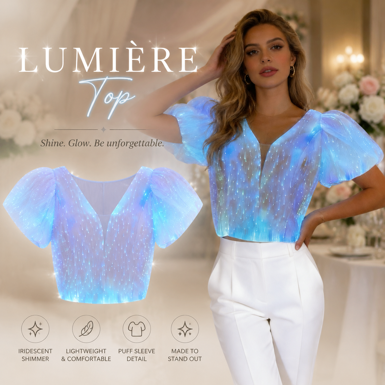 Up Lighting Decor - Women’s Custom Made – Glowing V-Ne