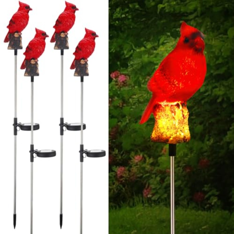 Decor Lighting Pack - 4 Pack Solar Cardinal Gifts Stake