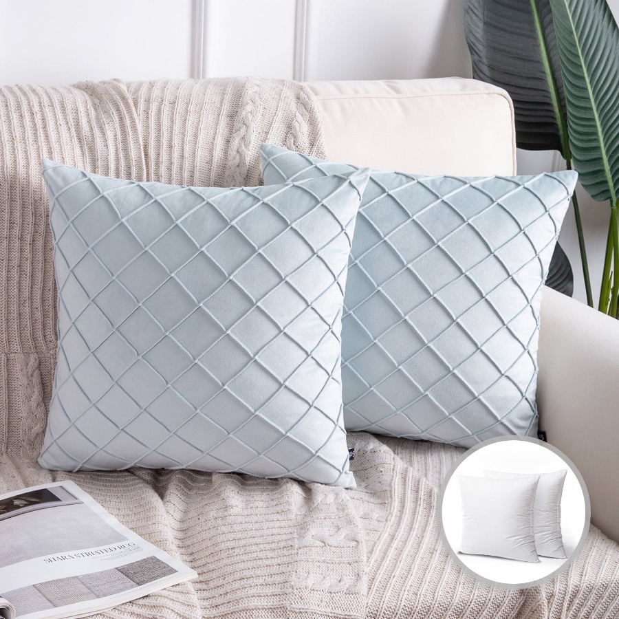 Decor Lighting Pack - Velvet Series Pleated Checker Decorative Throw