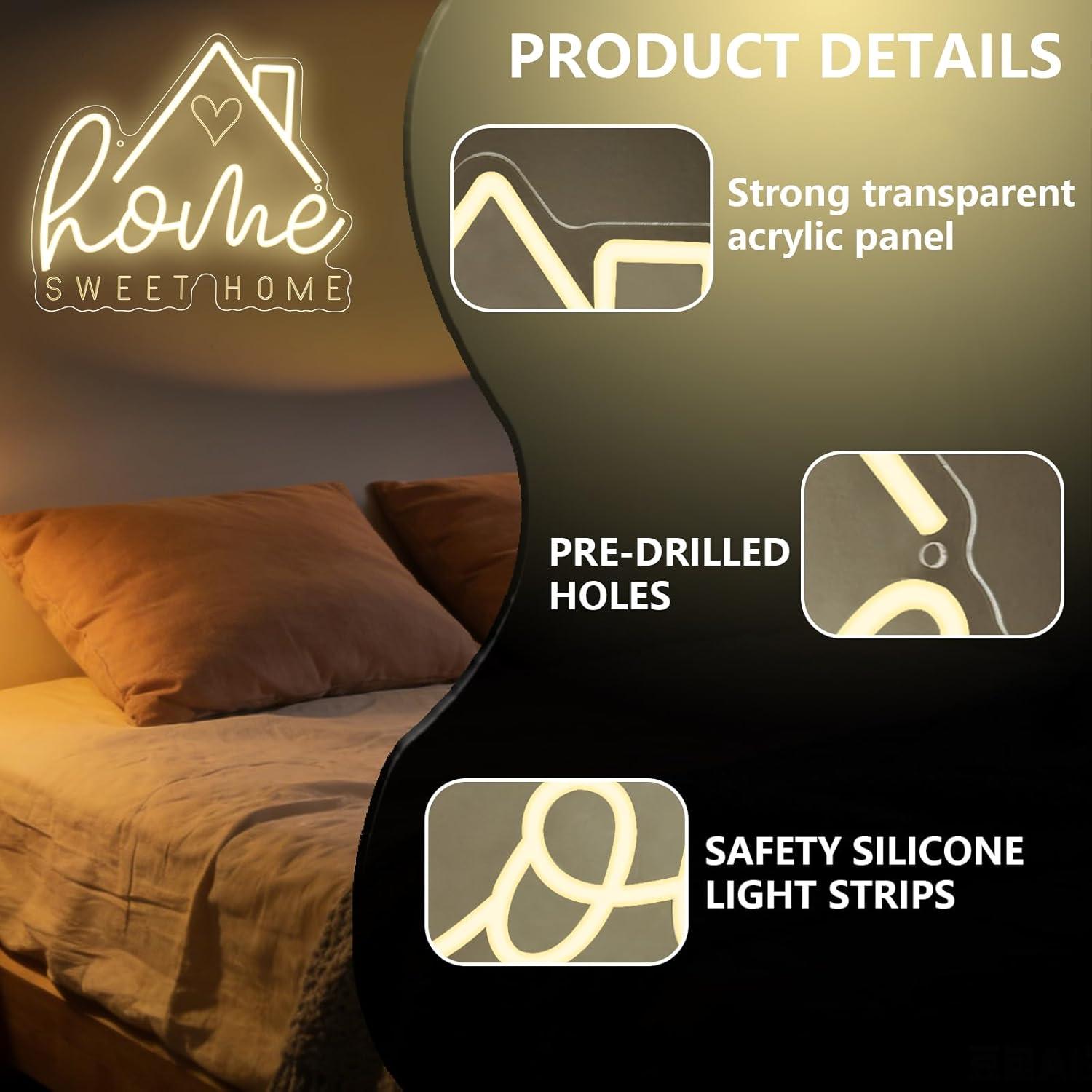Sweet Home Neon Sign USB Dimma - Lighting Decor Living Room のレビューと価格