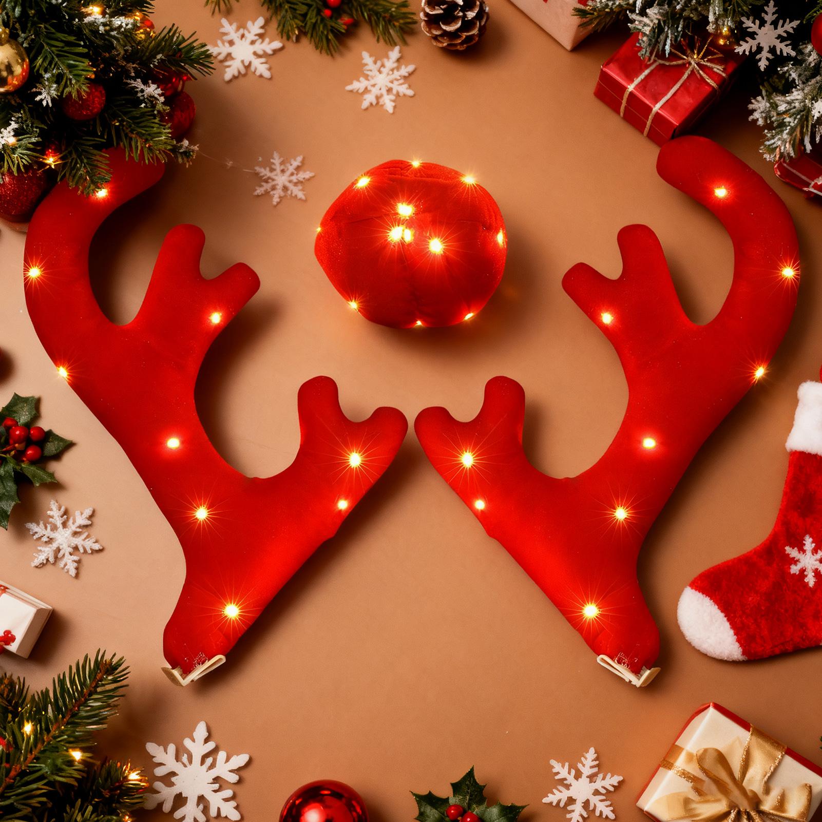 Reindeer Antlers For Cars Cute - Up Lighting Decor のレビューと価格