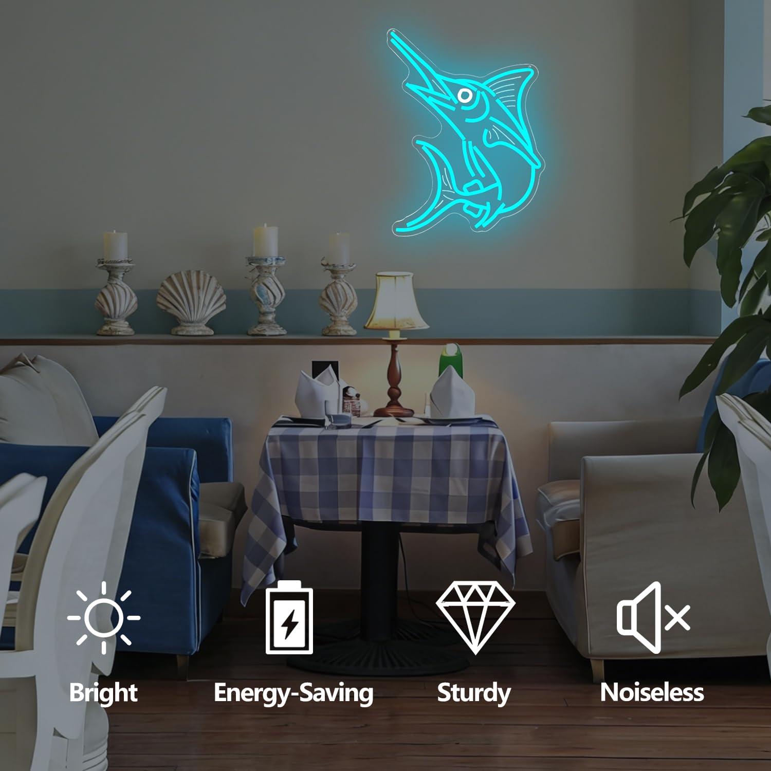 Marlin Fish Neon Sign Deep Sea - Restaurant Lighting Decoration のレビューと価格