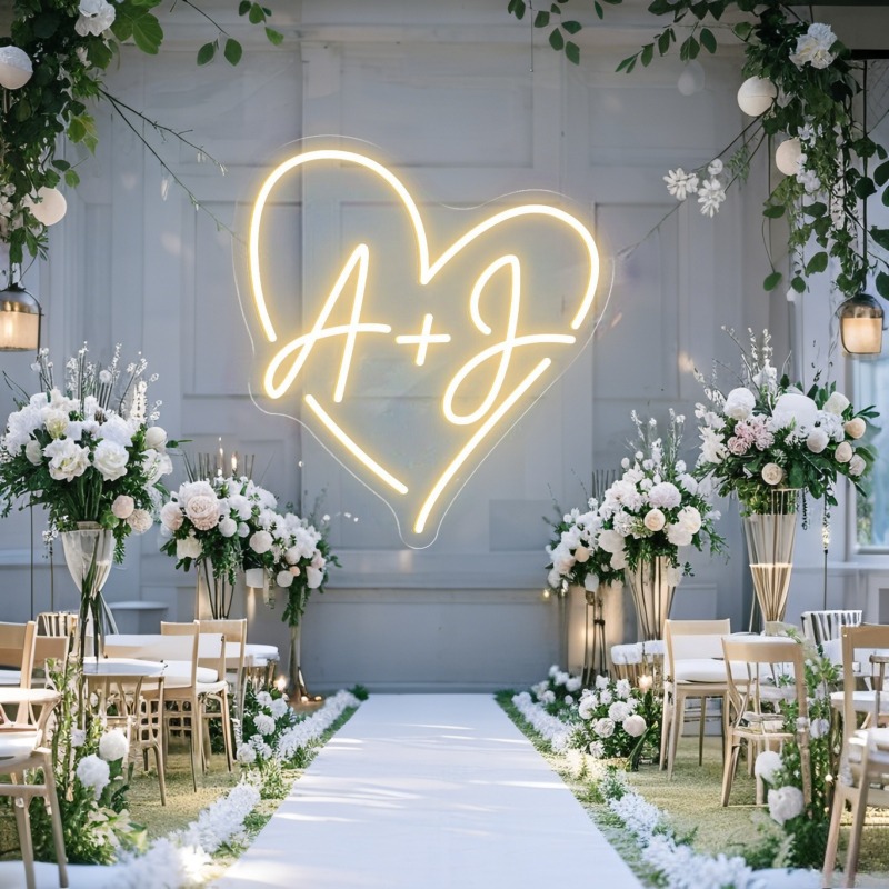 Custom Initials Heart LED Neon - Lighting Decoration For Wedding のレビューと価格