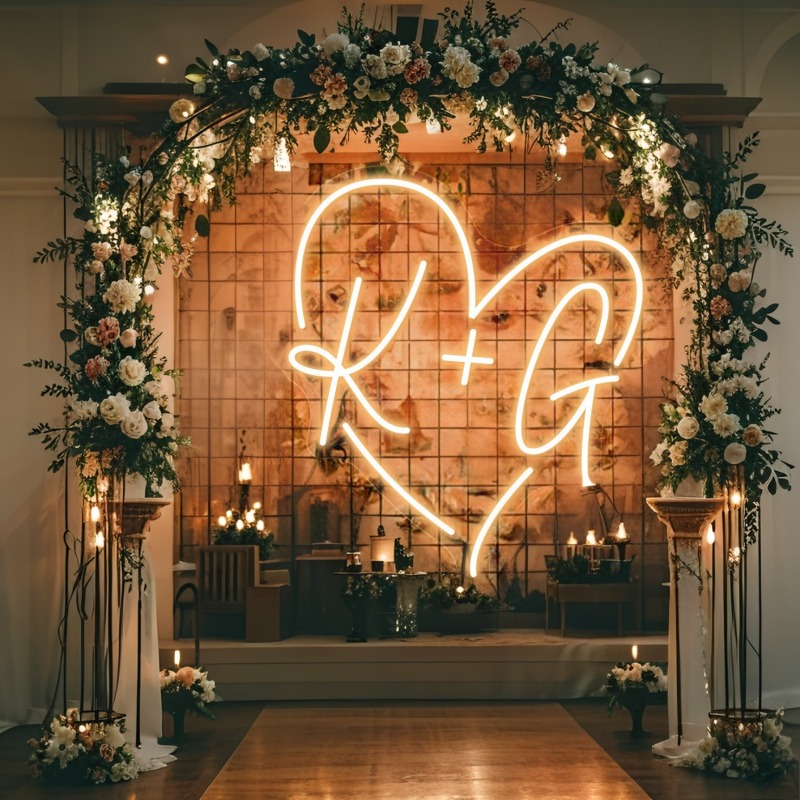 Custom Initials Heart LED Neon - Lighting Decoration For Wedding のレビューと価格