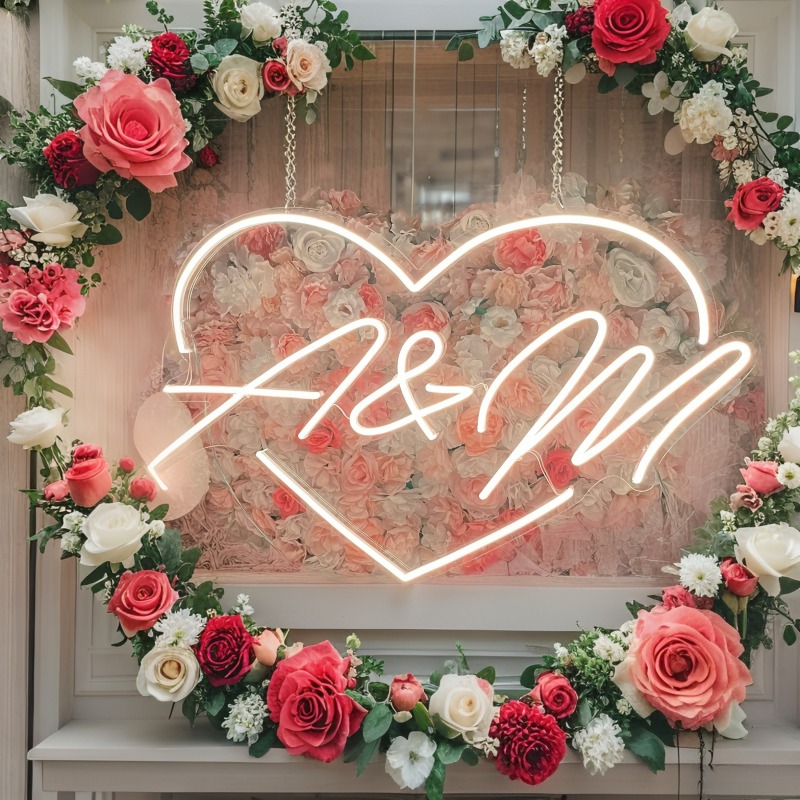 Custom Initials Heart LED Neon - Lighting Decoration For Wedding のレビューと価格
