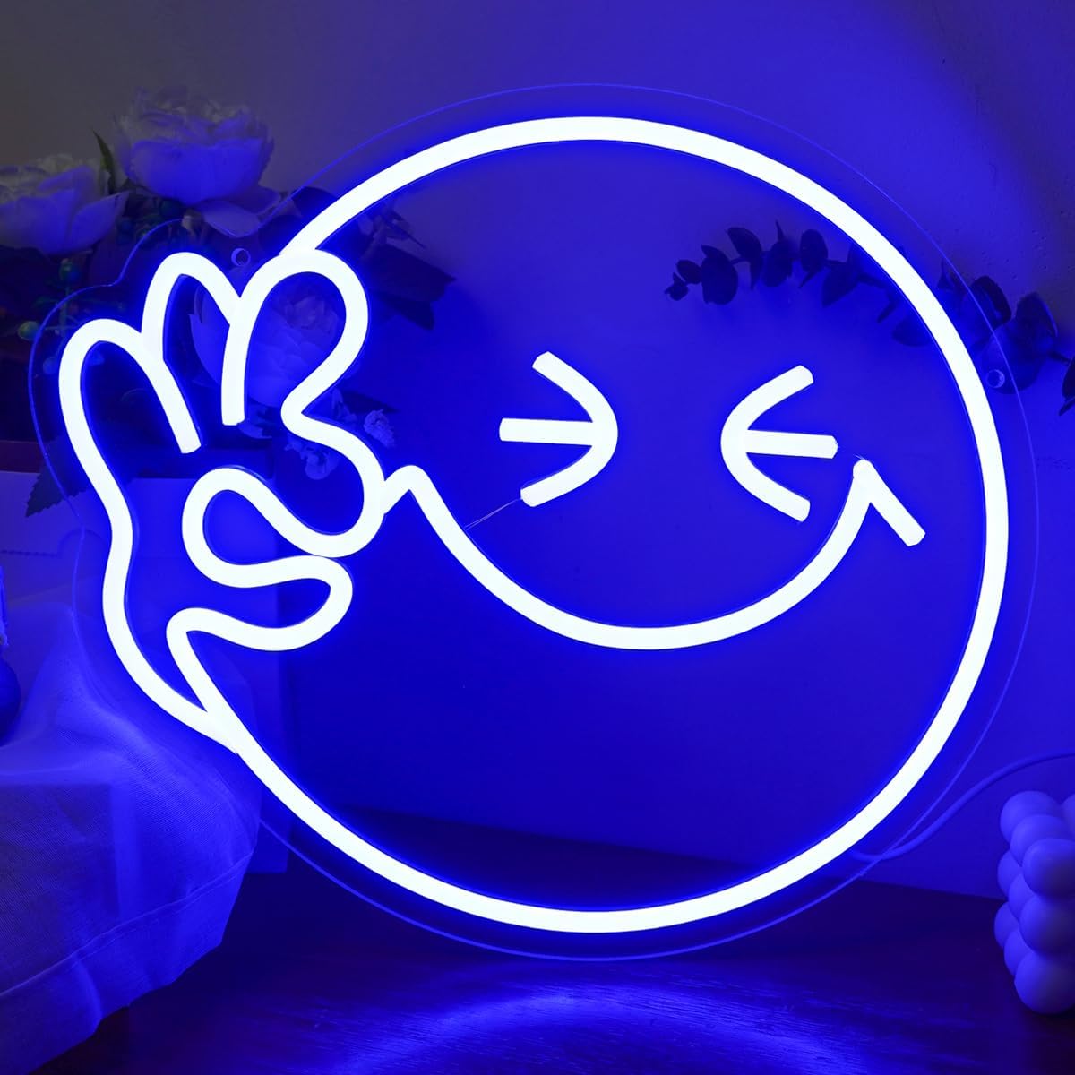 Emoji Smile OK  Neon Sign USB  - Ok Lighting Decor のレビューと価格