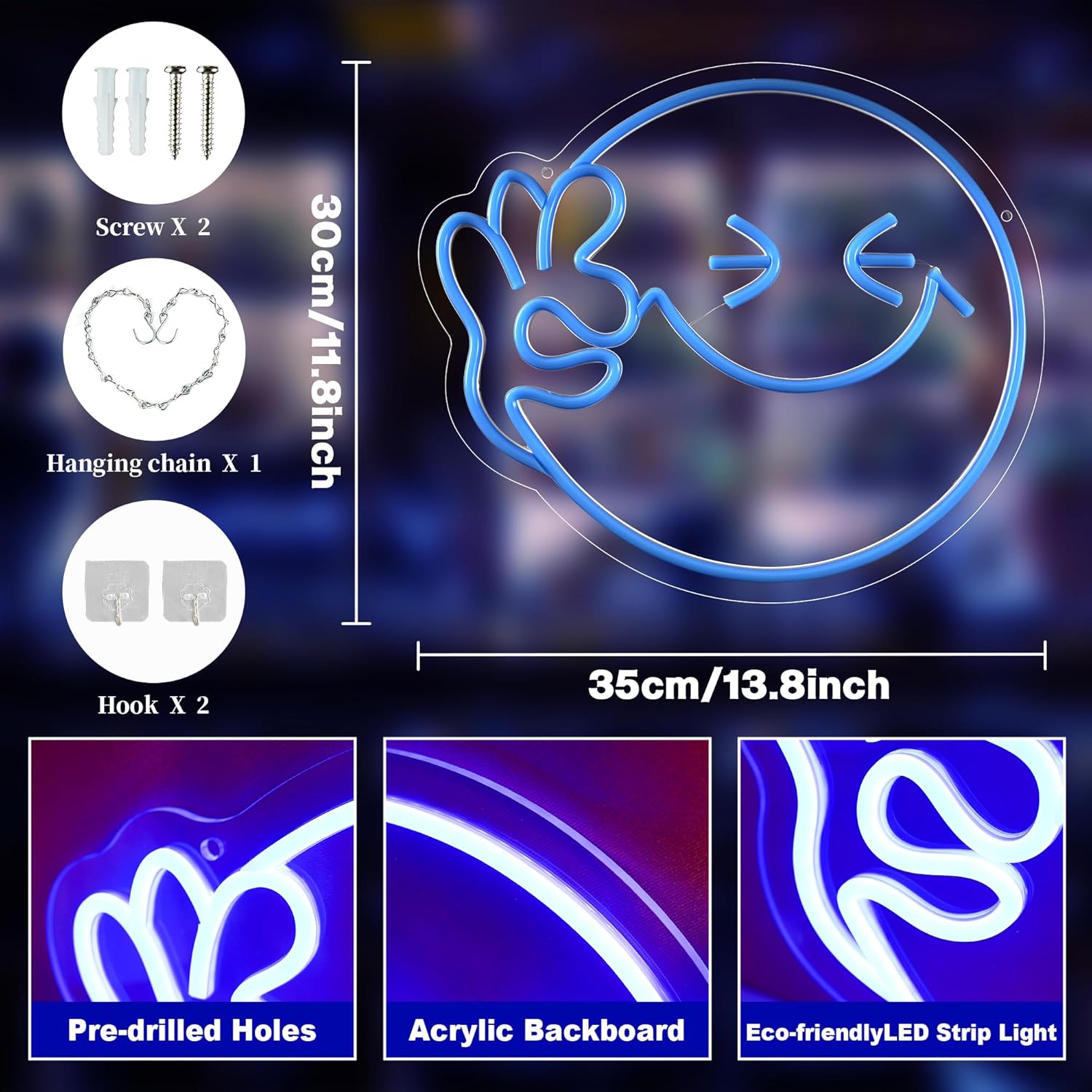 Emoji Smile OK  Neon Sign USB  - Ok Lighting Decor のレビューと価格
