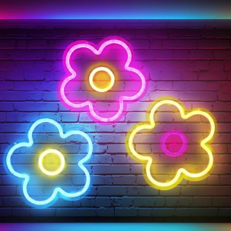 3 Pcs Flower Neon Sign Light u - Up Lighting Decor のレビューと価格