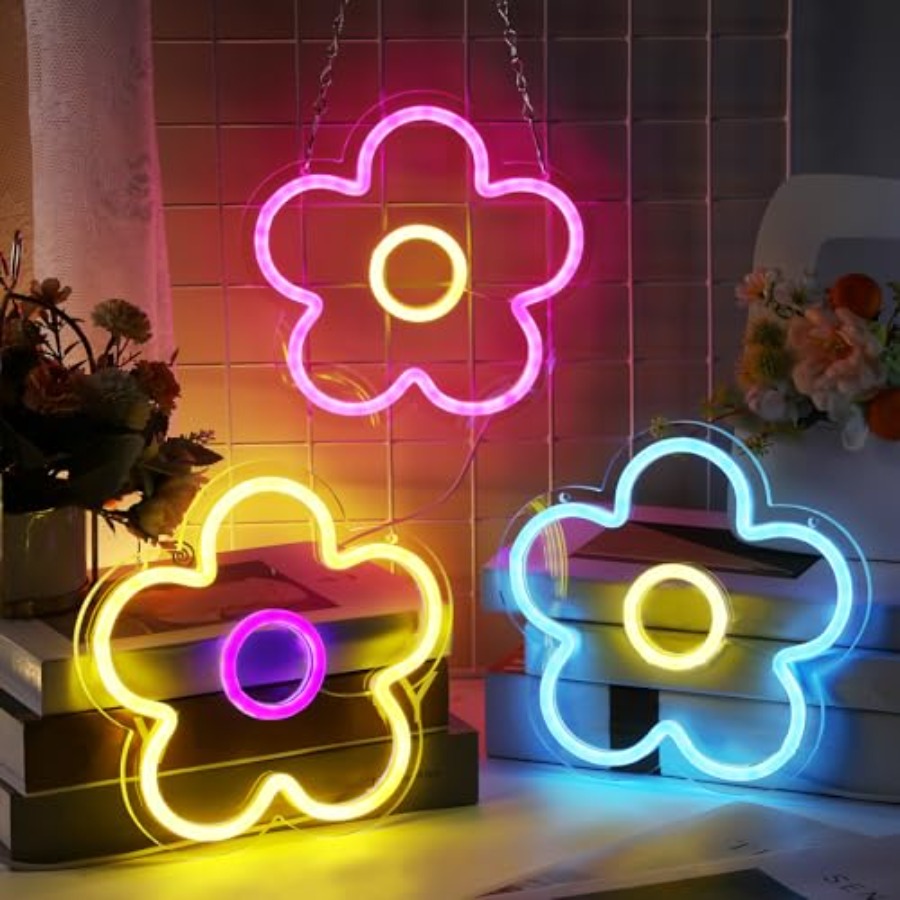 3 Pcs Flower Neon Sign Light u - Up Lighting Decor のレビューと価格