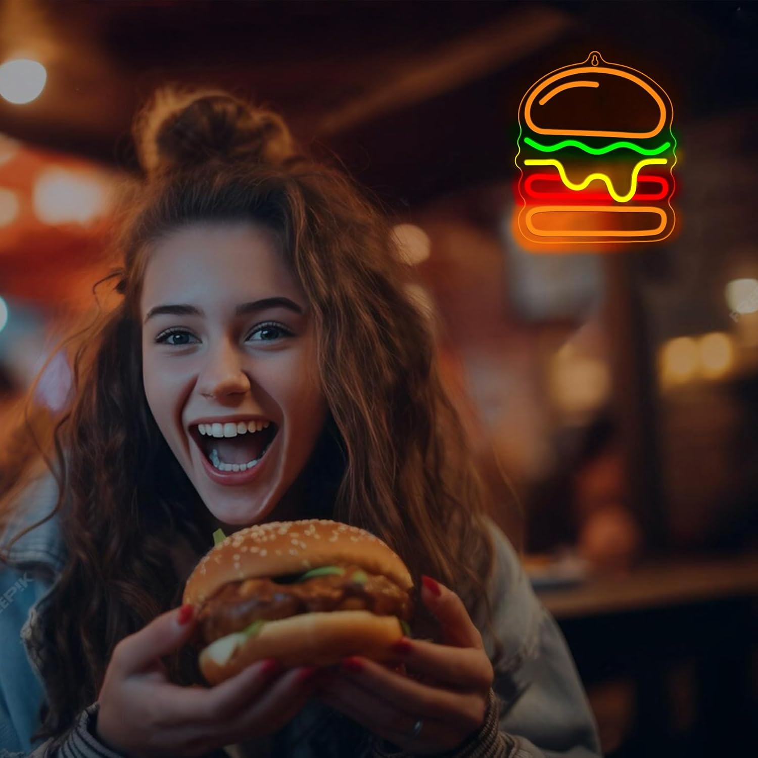 Burger Neon Sign with Layered  - Lighting Decoration Ideas For Home のレビューと価格