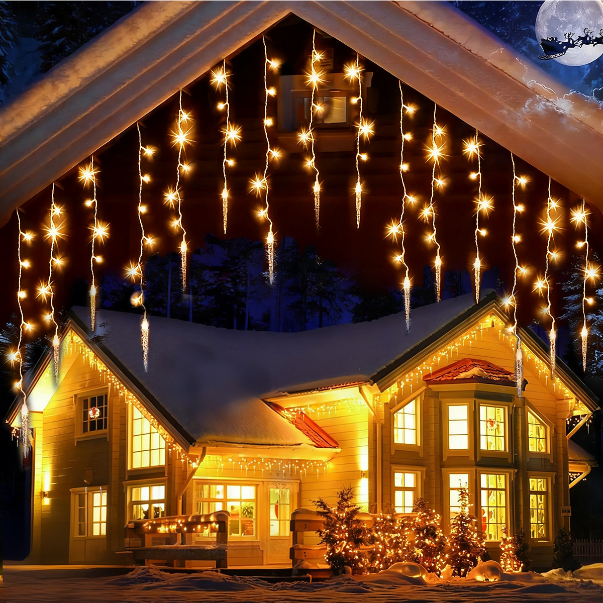 1pc 96 LED Solar Outdoor Icicl - Pendant Lighting Christmas Decor のレビューと価格