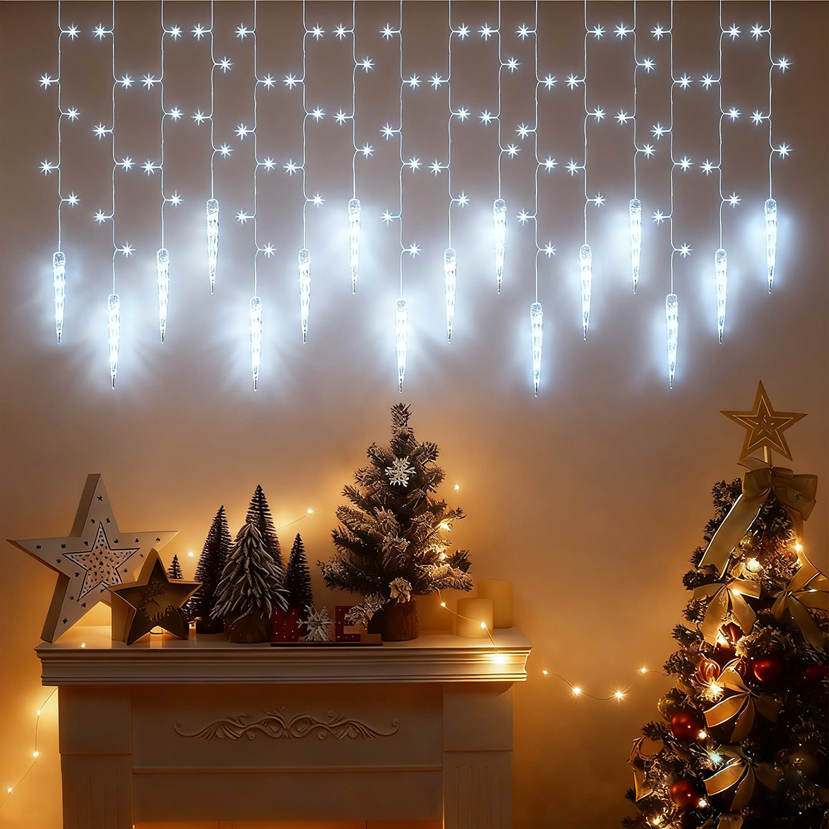 1pc 96 LED Solar Outdoor Icicl - Pendant Lighting Christmas Decor のレビューと価格