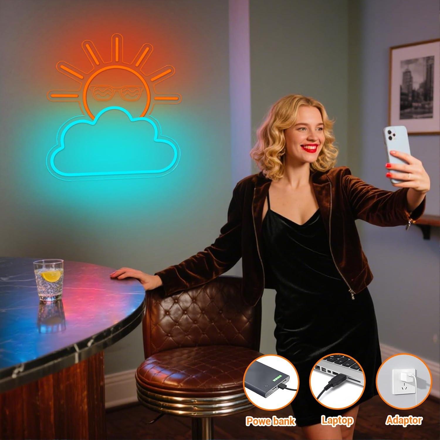 Sunrise Sunset Neon Sign USB P - Lighting Decor Living Room のレビューと価格