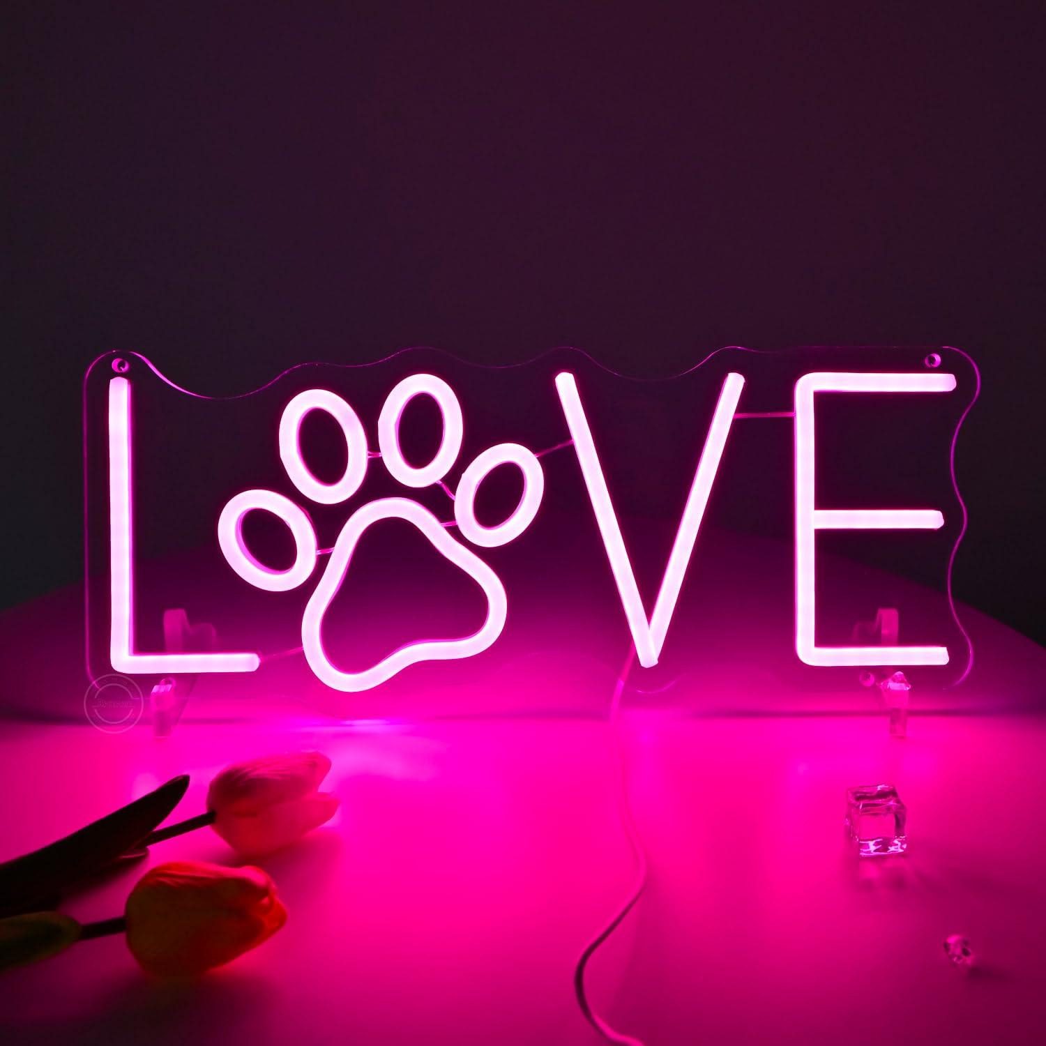 Love Paw Neon Sign USB Dimmabl - Lighting Decor Living Room のレビューと価格