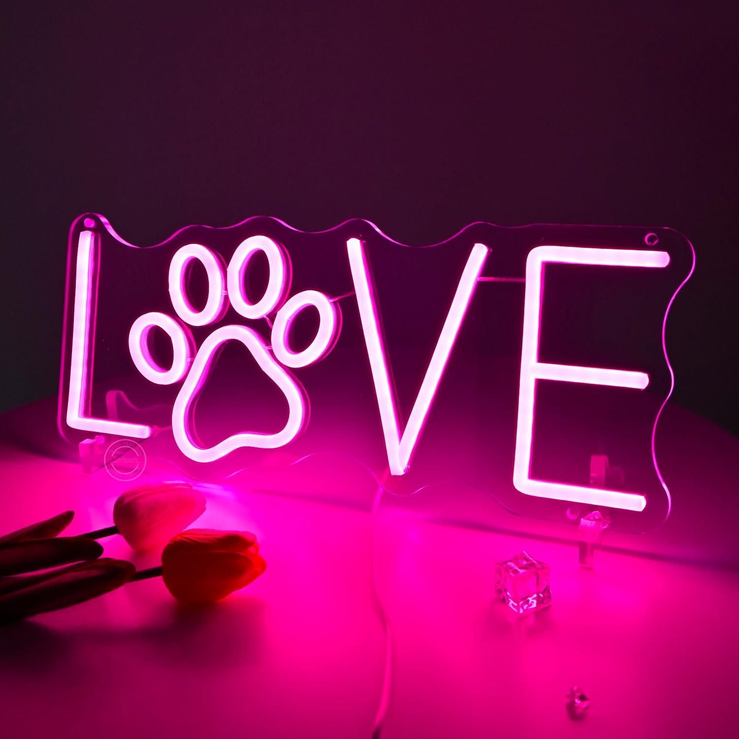 Love Paw Neon Sign USB Dimmabl - Lighting Decor Living Room のレビューと価格