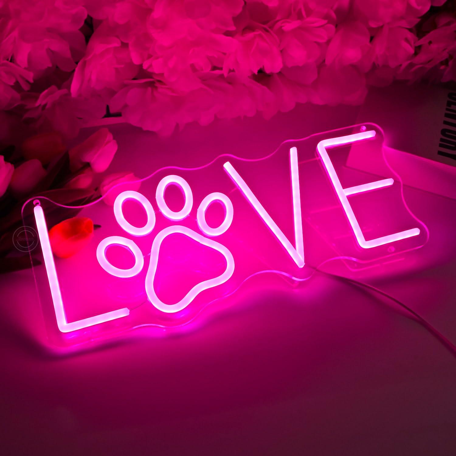 Love Paw Neon Sign USB Dimmabl - Lighting Decor Living Room のレビューと価格