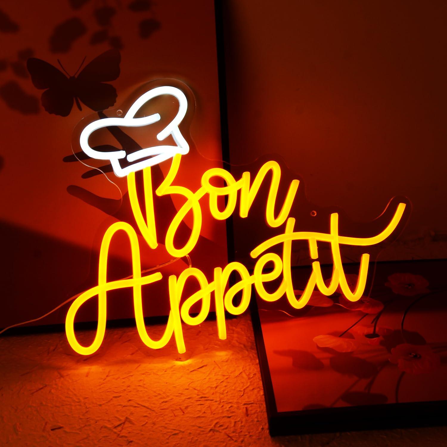 Bon Appetit Chef Hat Neon Sign - Restaurant Lighting Decoration のレビューと価格