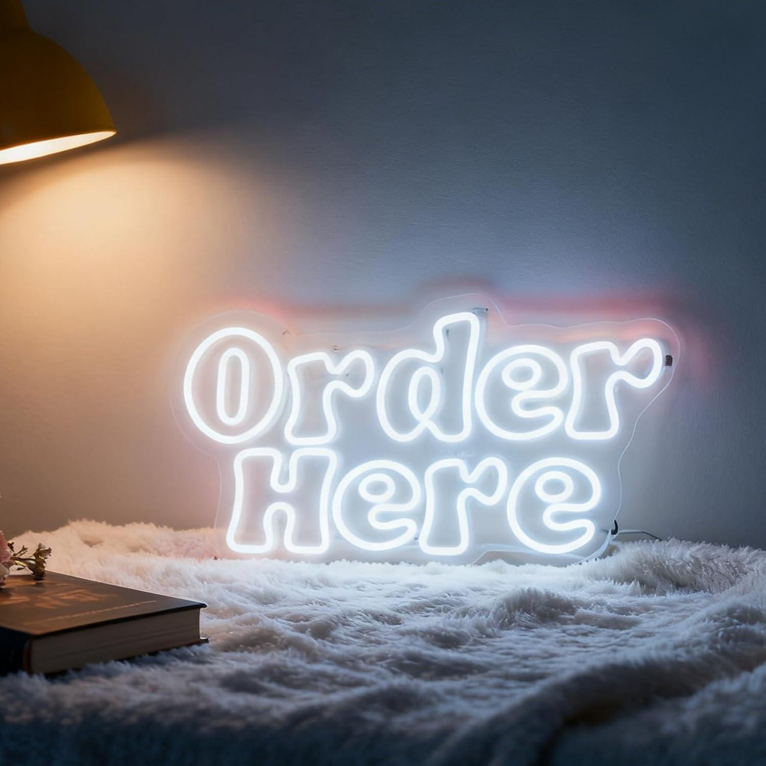 Order Here Neon Sign USB Dimma - Restaurant Lighting Decoration のレビューと価格