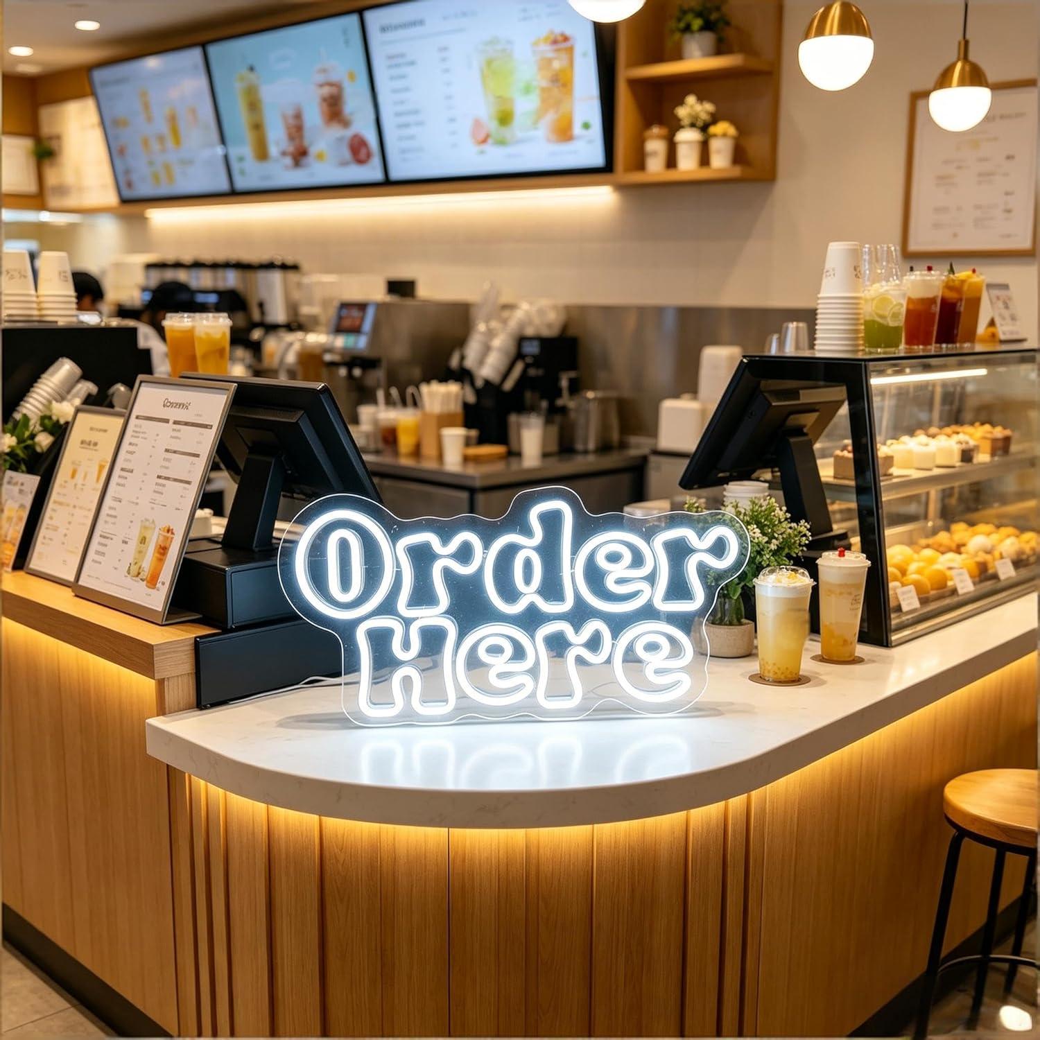 Order Here Neon Sign USB Dimma - Restaurant Lighting Decoration のレビューと価格