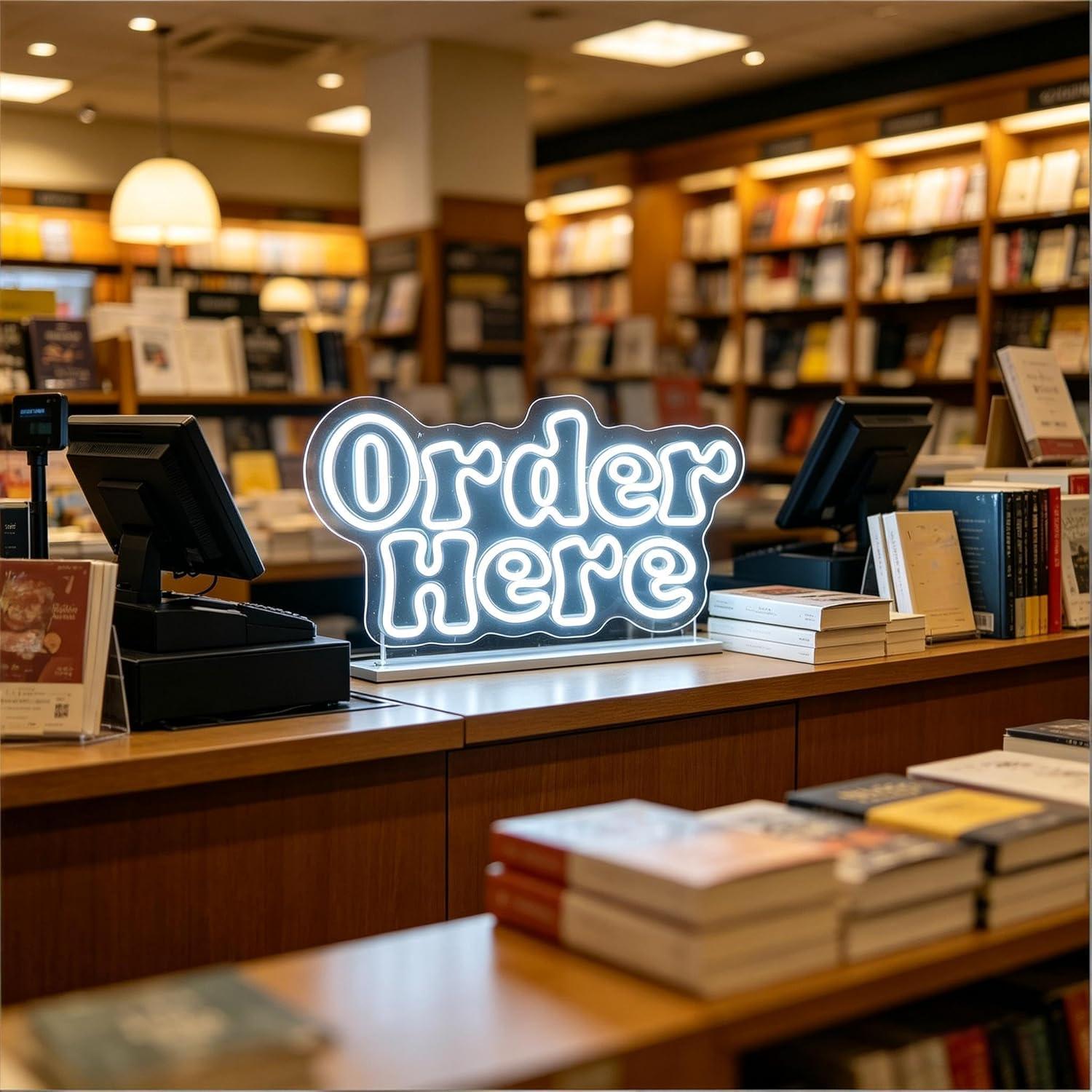 Order Here Neon Sign USB Dimma - Restaurant Lighting Decoration のレビューと価格