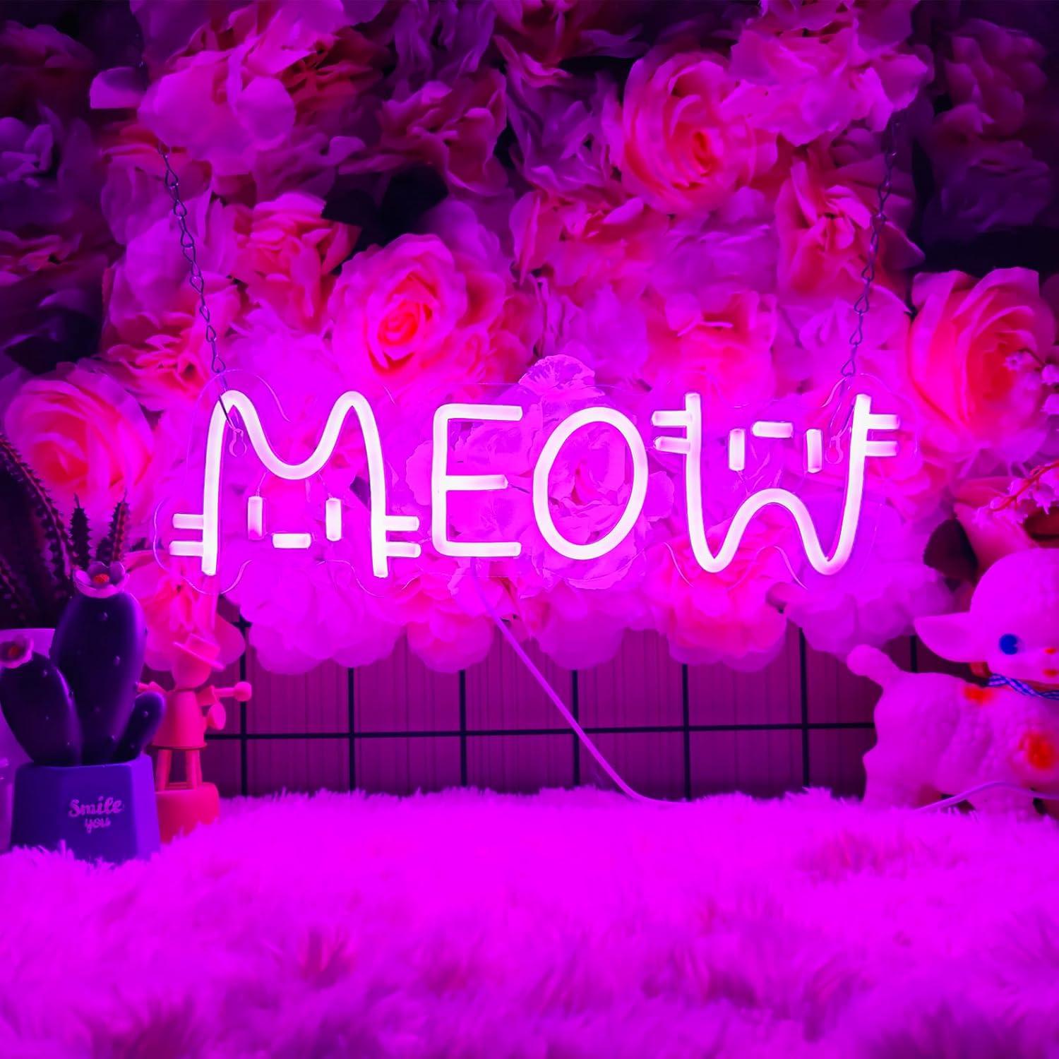 Meow Neon Sign Cat USB Powered - Restaurant Lighting Decoration のレビューと価格
