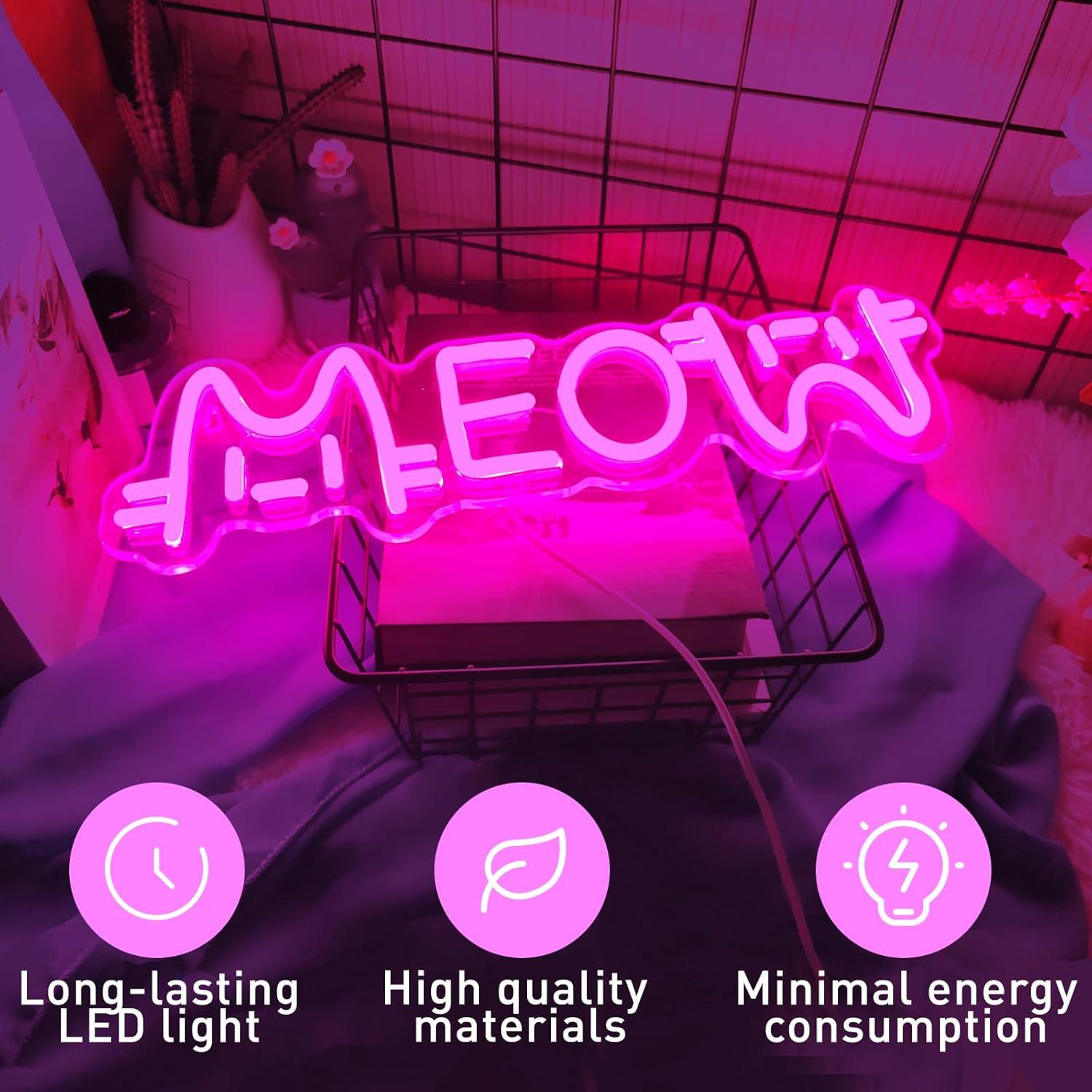 Meow Neon Sign Cat USB Powered - Restaurant Lighting Decoration のレビューと価格