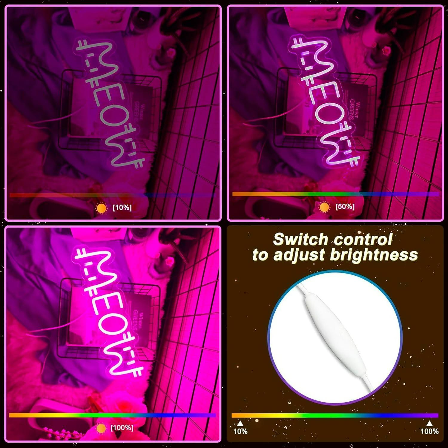 Meow Neon Sign Cat USB Powered - Restaurant Lighting Decoration のレビューと価格