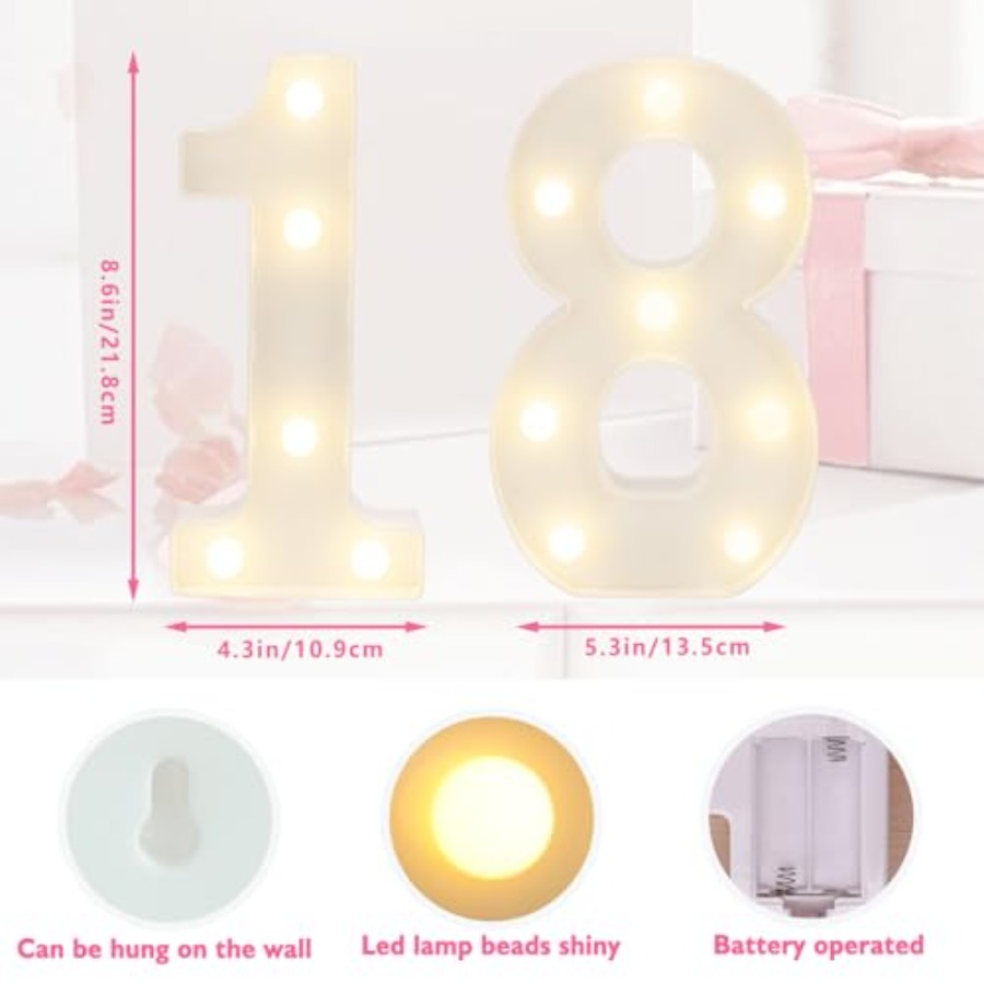 LED 18 Light Up Number, 18th B - Up Lighting Decor のレビューと価格