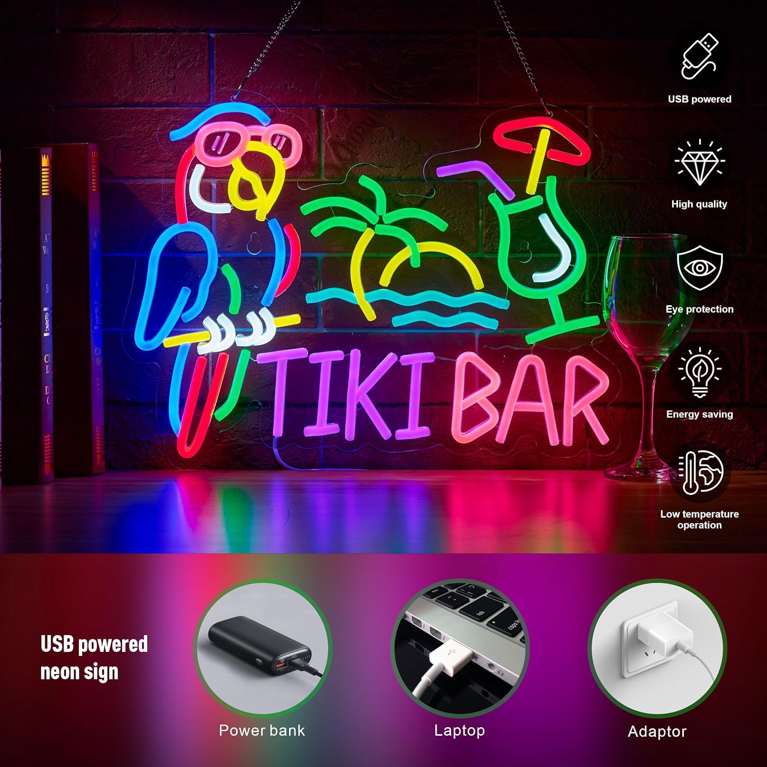Tiki Bar Parrot Palm Tree Neon - Restaurant Lighting Decoration のレビューと価格