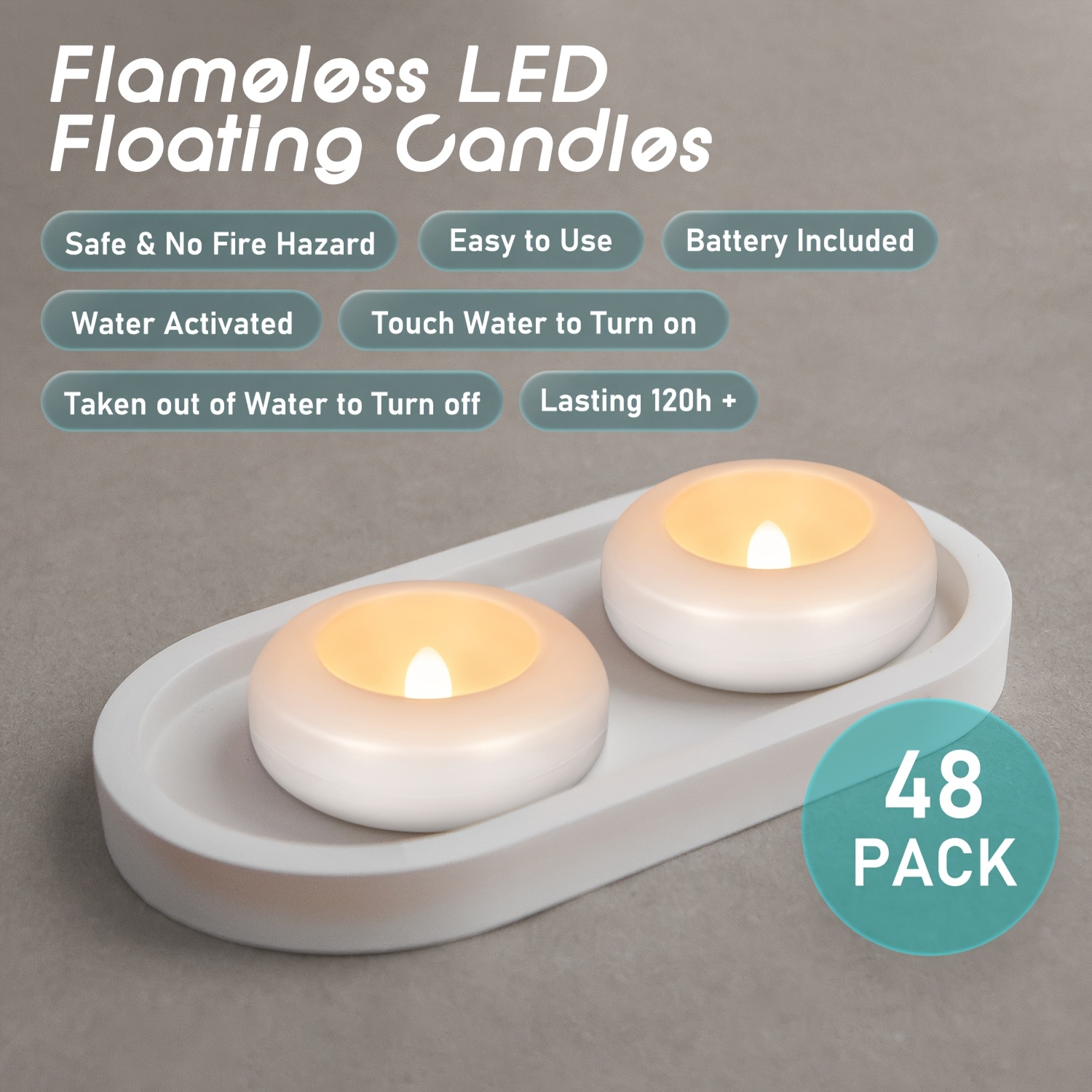 48 LED Floating Candles, 3-inc - Lighting Effect Home Decor のレビューと価格