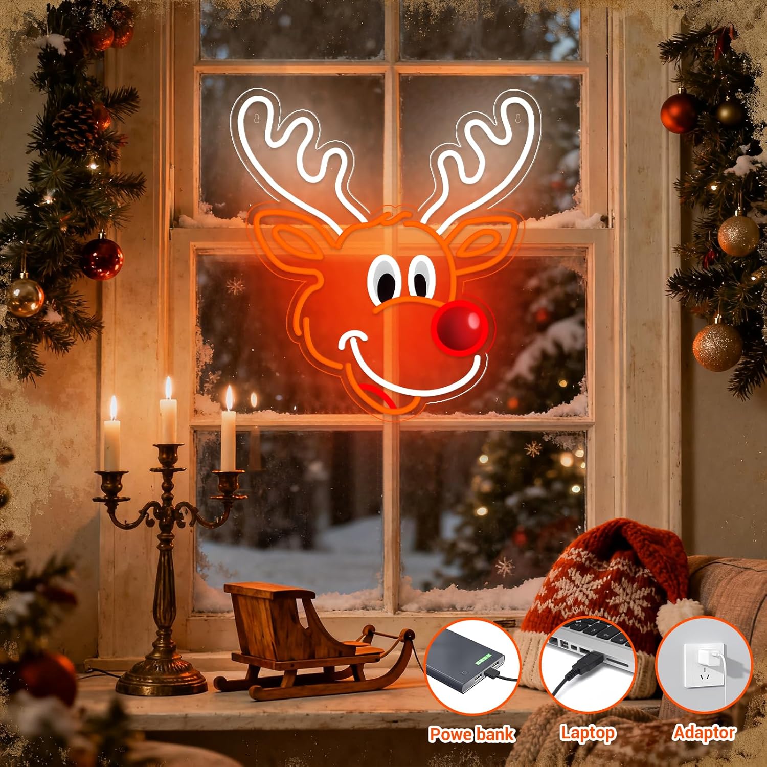 Cute Christmas Reindeer Neon S - Lighting Decoration Ideas For Home のレビューと価格