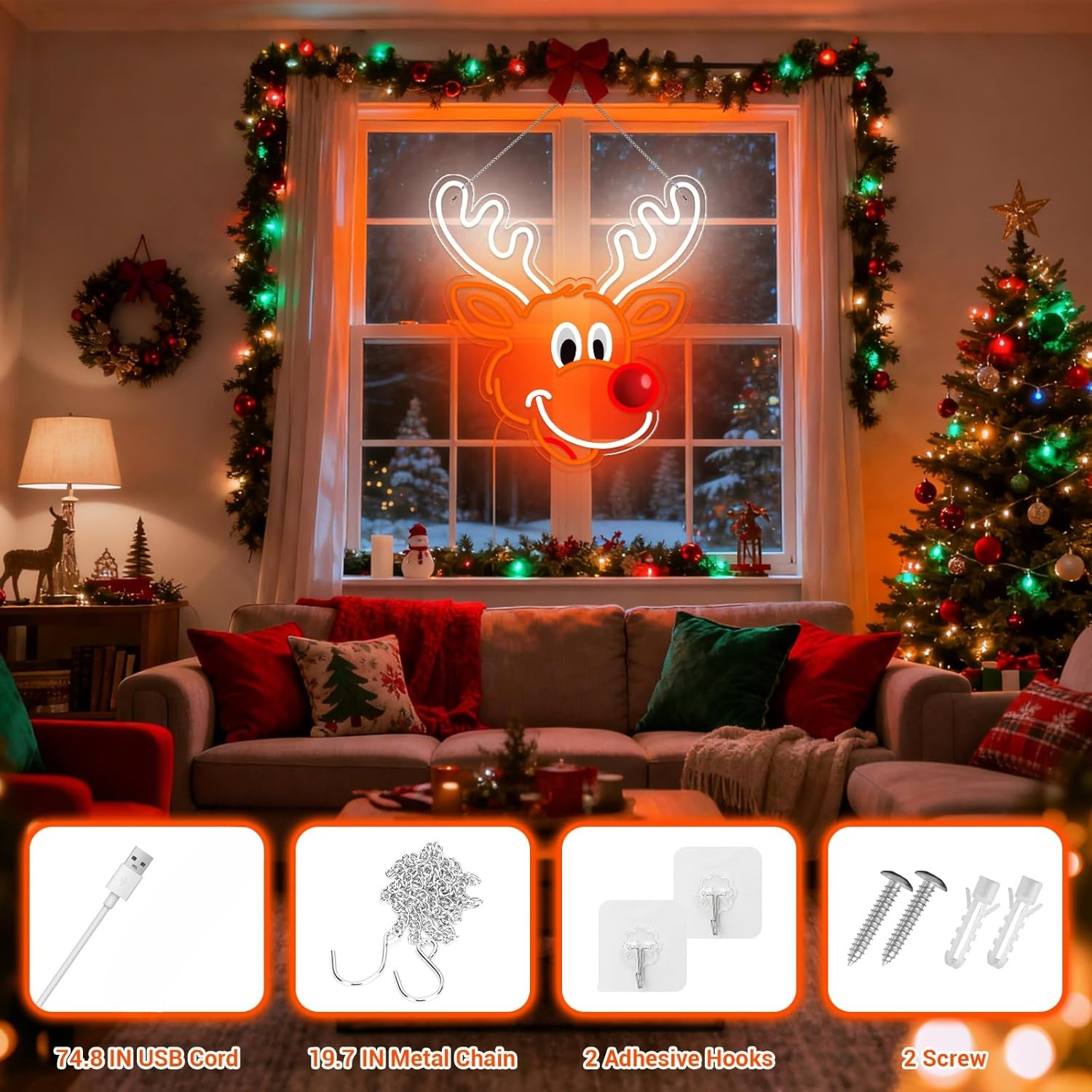 Cute Christmas Reindeer Neon S - Lighting Decoration Ideas For Home のレビューと価格