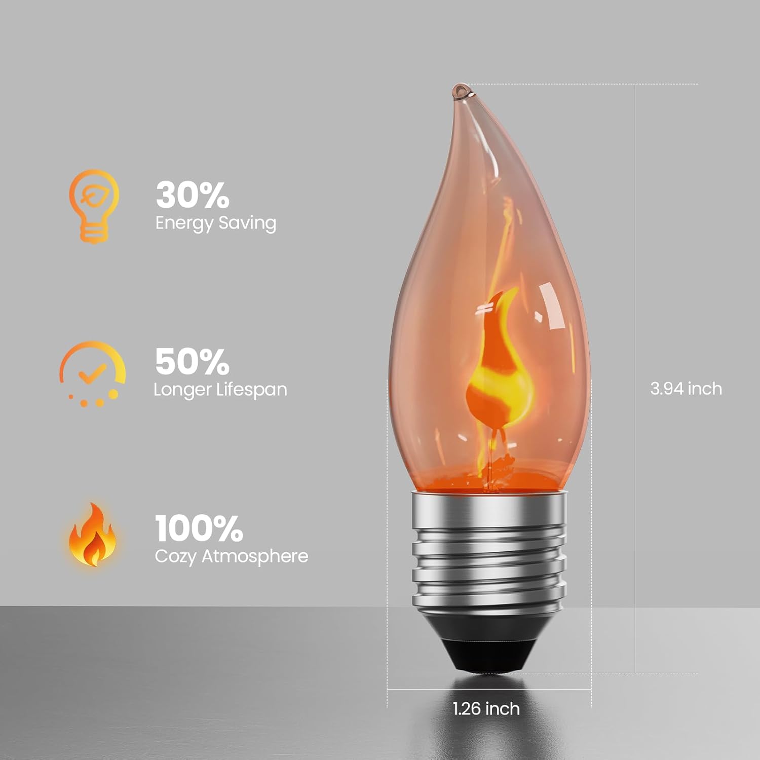 E26 Flame Light Bulbs, Flicker - Decor Lighting Pack のレビューと価格