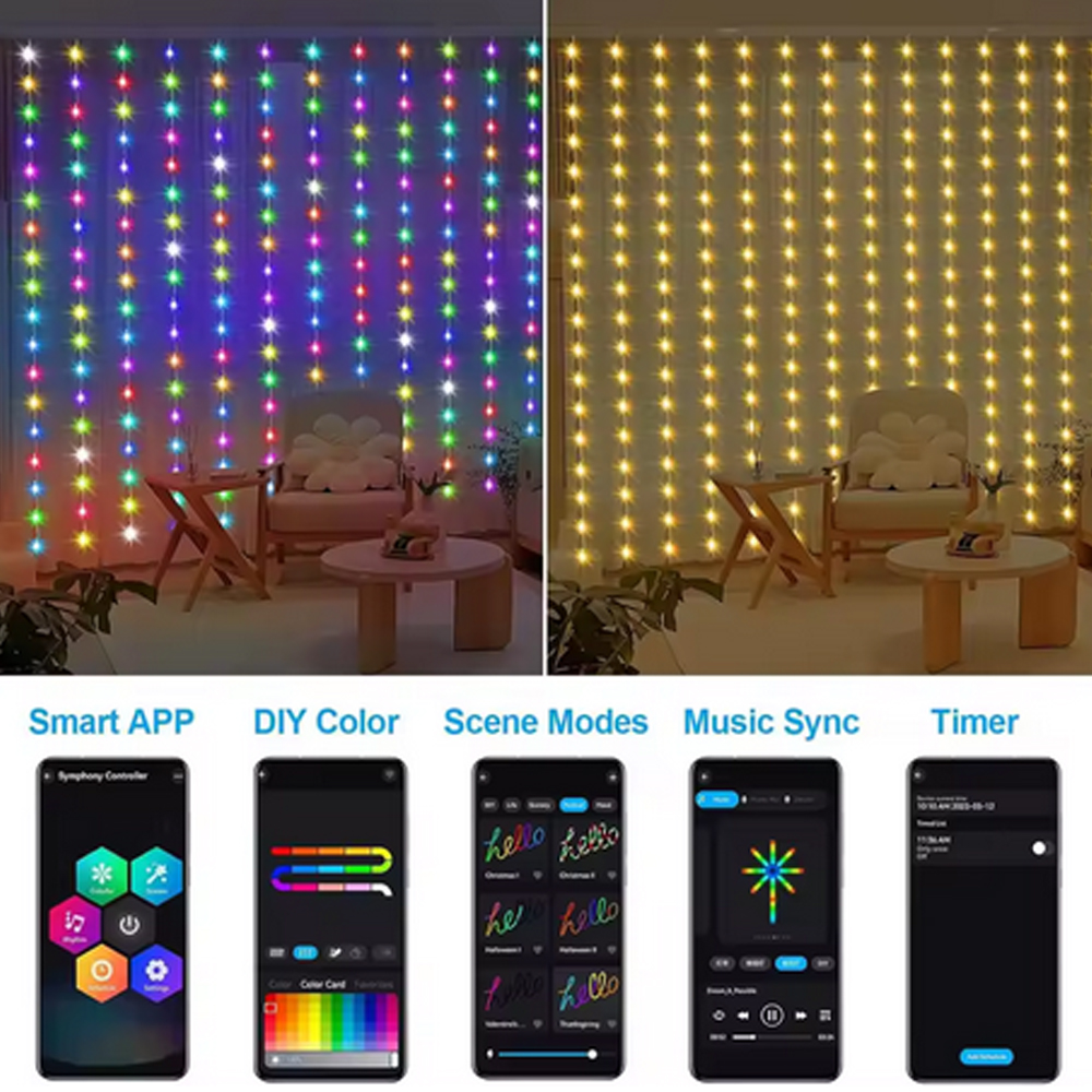 3M RGB Smart LED Curtain Light - Lighting Decoration For Wedding のレビューと価格