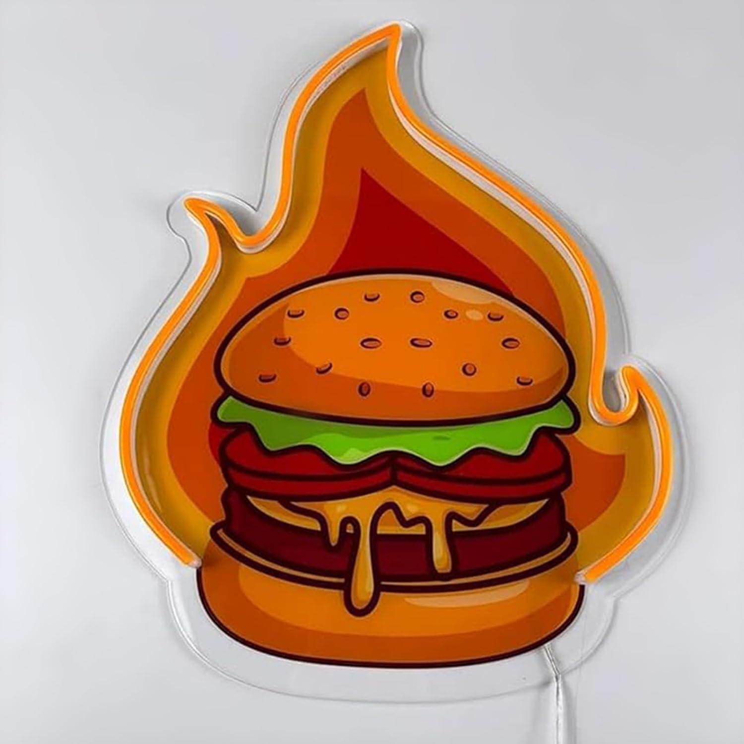 Burger Neon Sign LED Hamburger - Restaurant Lighting Decoration のレビューと価格