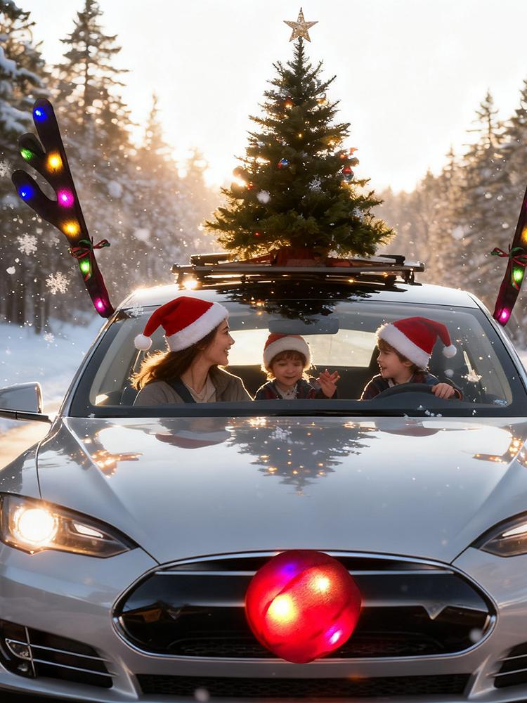 Car Reindeer Antlers with Nose - Up Lighting Decor のレビューと価格