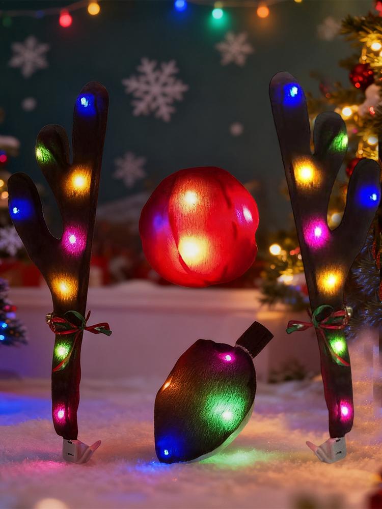 Car Reindeer Antlers with Nose - Up Lighting Decor のレビューと価格