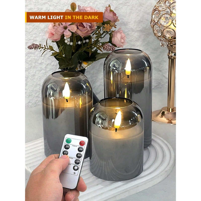 3 Pack Grey Flameless LED Cand - Decor Lighting Pack のレビューと価格