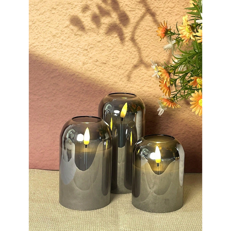 3 Pack Grey Flameless LED Cand - Decor Lighting Pack のレビューと価格